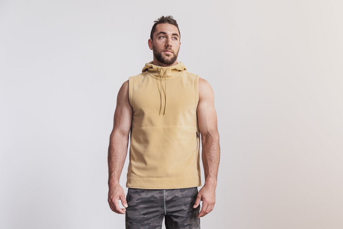 Nobull Arctic Sleeveless Men\'s Pullover Beige | Australia (UG1906)